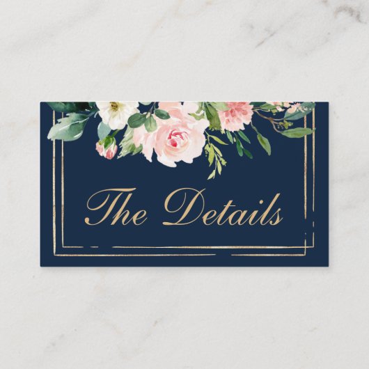 Navy Blue Gold Blush Wedding Website Insert Card (Rückseite)