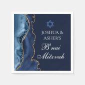 Navy Blue Gold B'nai Mitzvah Elegantes Party Serviette (Vorderseite)