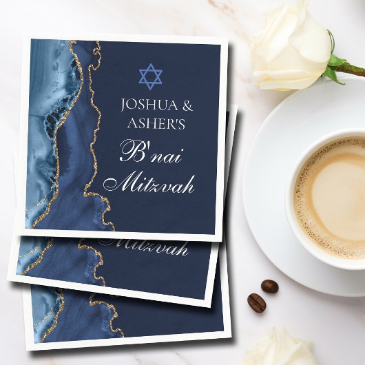 Navy Blue Gold B'nai Mitzvah Elegantes Party Serviette