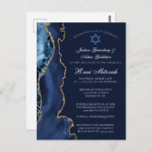 Navy Blue Gold B'nai Mitzvah Party Einladung Postkarte (Vorne/Hinten)