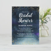 Navy Blue Gold Brautparty Einladung (Stehend Vorderseite)