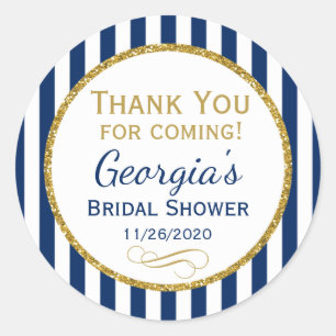Navy Blue Gold Brautparty Vielen Dank für Ihr Inte Runder Aufkleber