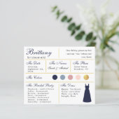 Navy Blue Gold Bridesmaid Information Card (Stehend Vorderseite)