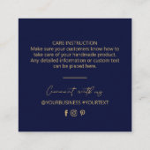 Navy Blue & Gold Business Logo Packaging Vielen Da Quadratische Visitenkarte (Rückseite)