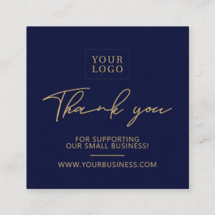 Navy Blue & Gold Business Logo Packaging Vielen Da Quadratische Visitenkarte