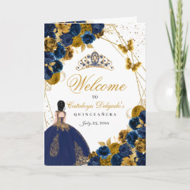Navy Blue & Gold Butterfly Quinceanera Programm