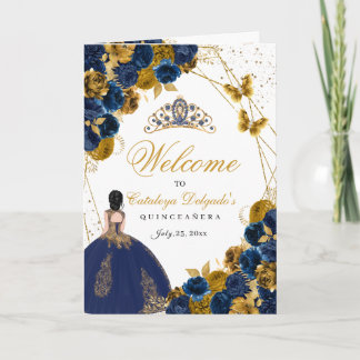 Navy Blue & Gold Butterfly Quinceanera Programm