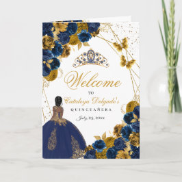 Navy Blue & Gold Butterfly Quinceanera Programm
