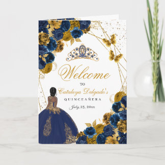 Navy Blue & Gold Butterfly Quinceanera Programm