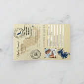Navy Blue Gold Cancun Mexico Wedding Passport Einladung (Innenseite)