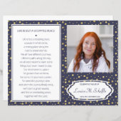 Navy Blue Gold Celebration of Life Funeral Program (Vorne/Hinten)