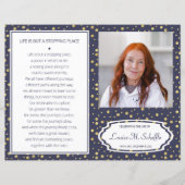 Navy Blue Gold Celebration of Life Funeral Program (Vorderseite)
