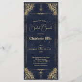 Navy Blue Gold Celestial Bridal Brunch Einladung (Vorderseite)
