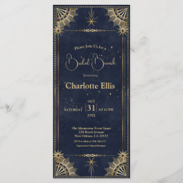 Navy Blue Gold Celestial Bridal Brunch Einladung