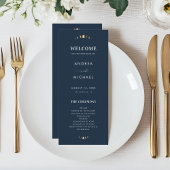 Navy Blue Gold Celestial Moon Cycle Mystic Wedding Programm