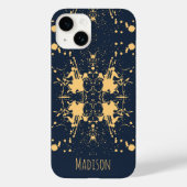 Navy Blue & Gold Celestial Muster Case-Mate iPhone Hülle (Rückseite)