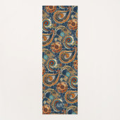 Navy Blue Gold Celestial Paisley Muster Monogram Yogamatte (Vorderseite)