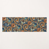Navy Blue Gold Celestial Paisley Muster Monogram Yogamatte (Vorderseite (Horizontal))