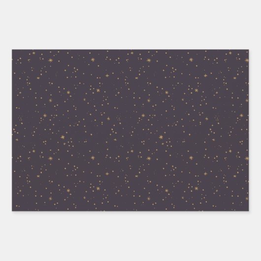 Navy Blue & Gold Celestial Star Night Sky Geschenkpapier Set (Vorderseite 3)