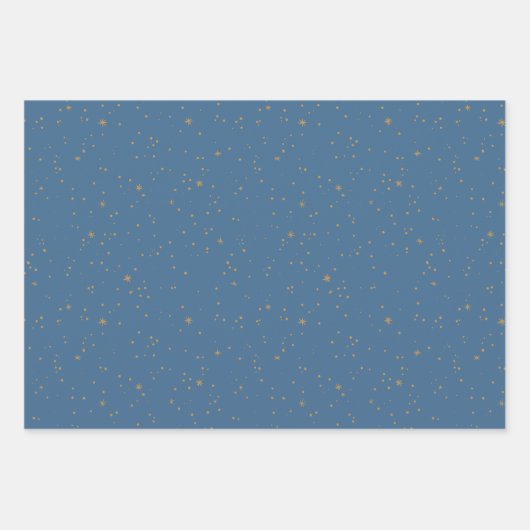 Navy Blue & Gold Celestial Star Night Sky Geschenkpapier Set (Vorderseite)