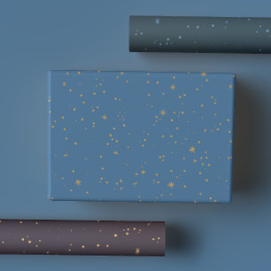 Navy Blue & Gold Celestial Star Night Sky Geschenkpapier Set