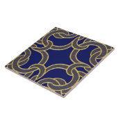 Navy Blue & Gold Celtic Knot Seamless Muster Tile Fliese (Seite)