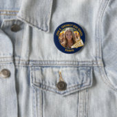 Navy Blue Gold Cheerleader Photo High School Button (Beispiel)