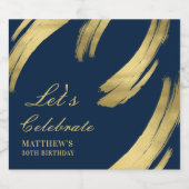Navy Blue Gold Chic Elegante Champagne Schaumweinetikett (Einzelnes Label)