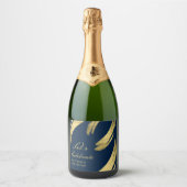 Navy Blue Gold Chic Elegante Champagne Schaumweinetikett (Vorderseite)