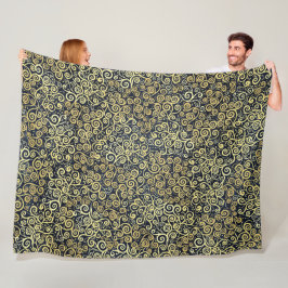 Navy Blue & Gold Chic Luxury Blühte Dark Winter Fleecedecke