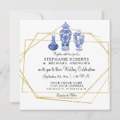 Navy Blue Gold Chinoiserie Chinesische Vintage Ker Einladung (Vorderseite)