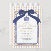 Navy Blue & Gold Chinoiserie Pumpkin Bridal Shower Einladung (Vorne/Hinten)