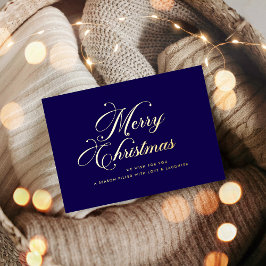 Navy Blue Gold Christmas Card Folien Feiertagskarte