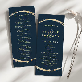 Navy Blue Gold Circle Frame Ampere und Hochzeit Programm