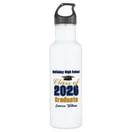 Navy Blue Gold Class of 2026 Custom Graduation Edelstahlflasche