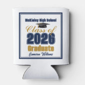 Navy Blue Gold Class of 2026 Graduation Party Dosenkühler (Rückseite)