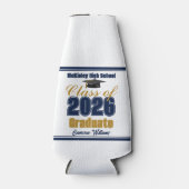 Navy Blue Gold Class of 2026 Graduation Party Flaschenkühler (Vorderseite)