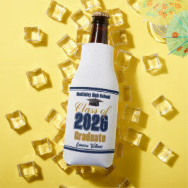 Navy Blue Gold Class of 2026 Graduation Party Flaschenkühler