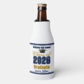 Navy Blue Gold Class of 2026 Graduation Party Flaschenkühler (Flaschenvorderseite)