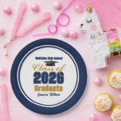 Navy Blue Gold Class of 2026 Graduation Party Pappteller (Party)