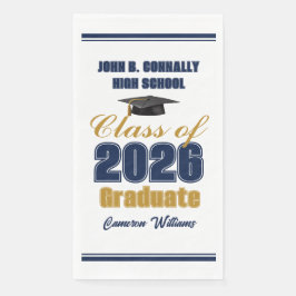 Navy Blue Gold Class of 2026 Graduation Party Serviette