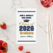 Navy Blue Gold Class of 2026 Graduation Party Serviette (Beispiel)