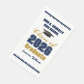 Navy Blue Gold Class of 2026 Graduation Party Serviette (Ecke)
