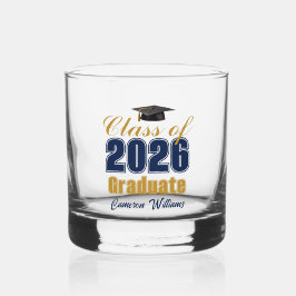 Navy Blue Gold Class of 2026 Graduation Whiskyglas