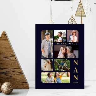 Navy Blue & Gold Classic 7 Multi-Fotos Collage Sockelschild