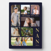 Navy Blue & Gold Classic 7 Multi Photos Collage Fotoplatte (Vorderseite)