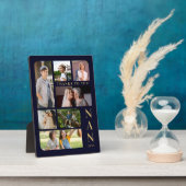 Navy Blue & Gold Classic 7 Multi Photos Collage Fotoplatte (Seite)