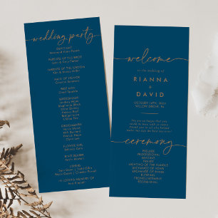 Navy Blue Gold Classic Wedding Program Programm