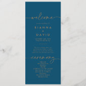 Navy Blue Gold Classic Wedding Program Programm (Vorderseite)
