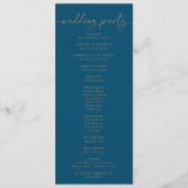 Navy Blue Gold Classic Wedding Program Programm (Rückseite)